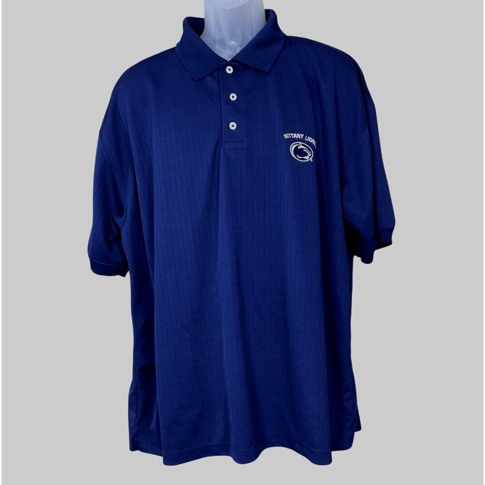 Team Starter Mens VTG Navy Penn State Polo Embroidered Logos MOP Buttons XLG
